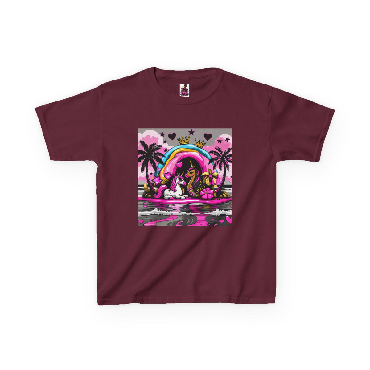Kids Unicorn Rainbow Tee  Cute Pink Fantasy Graphic T-Shirt for Girls