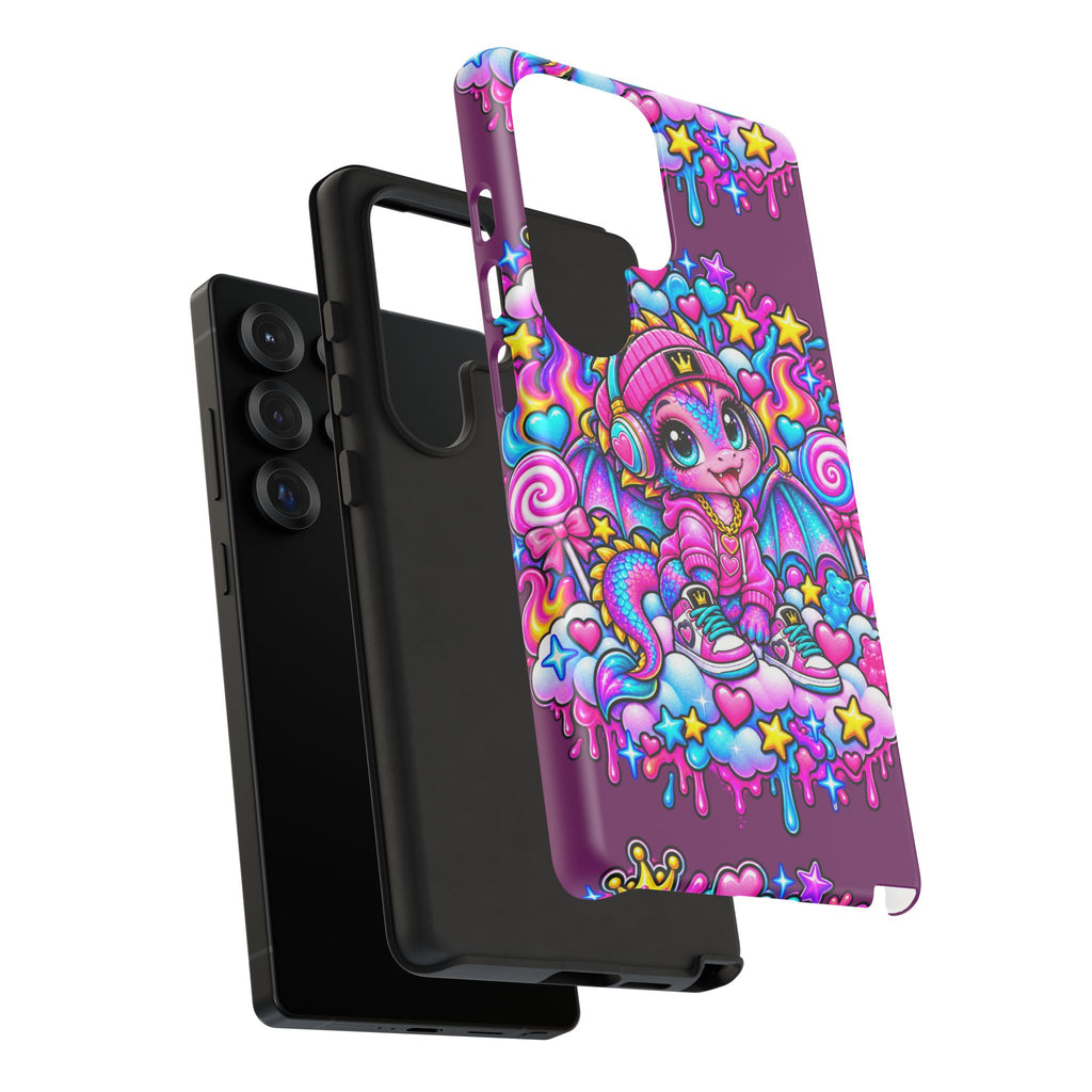 Cute Dragon Phone Case Purple Heart Crown Design