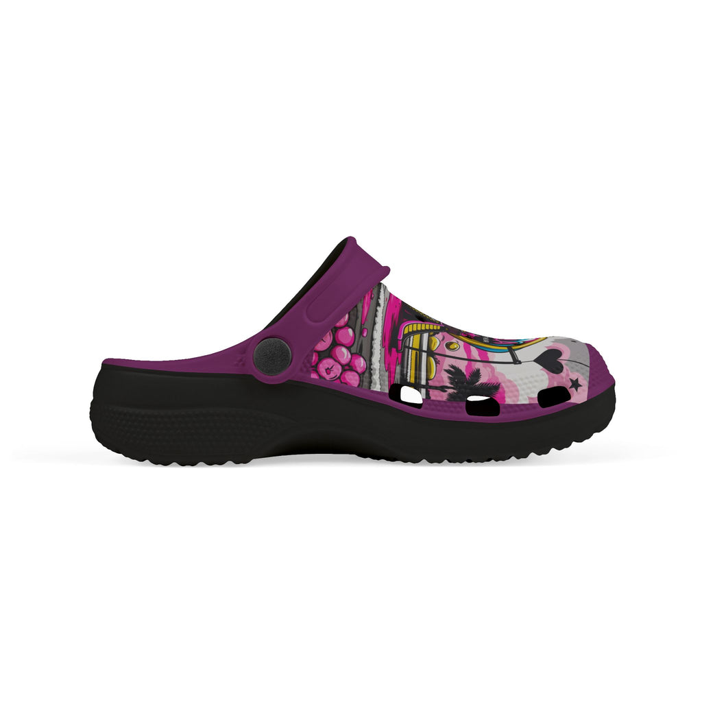 Kids Graffiti Name Clogs Personalized Zaiyela Purple EVA Foam Clogs