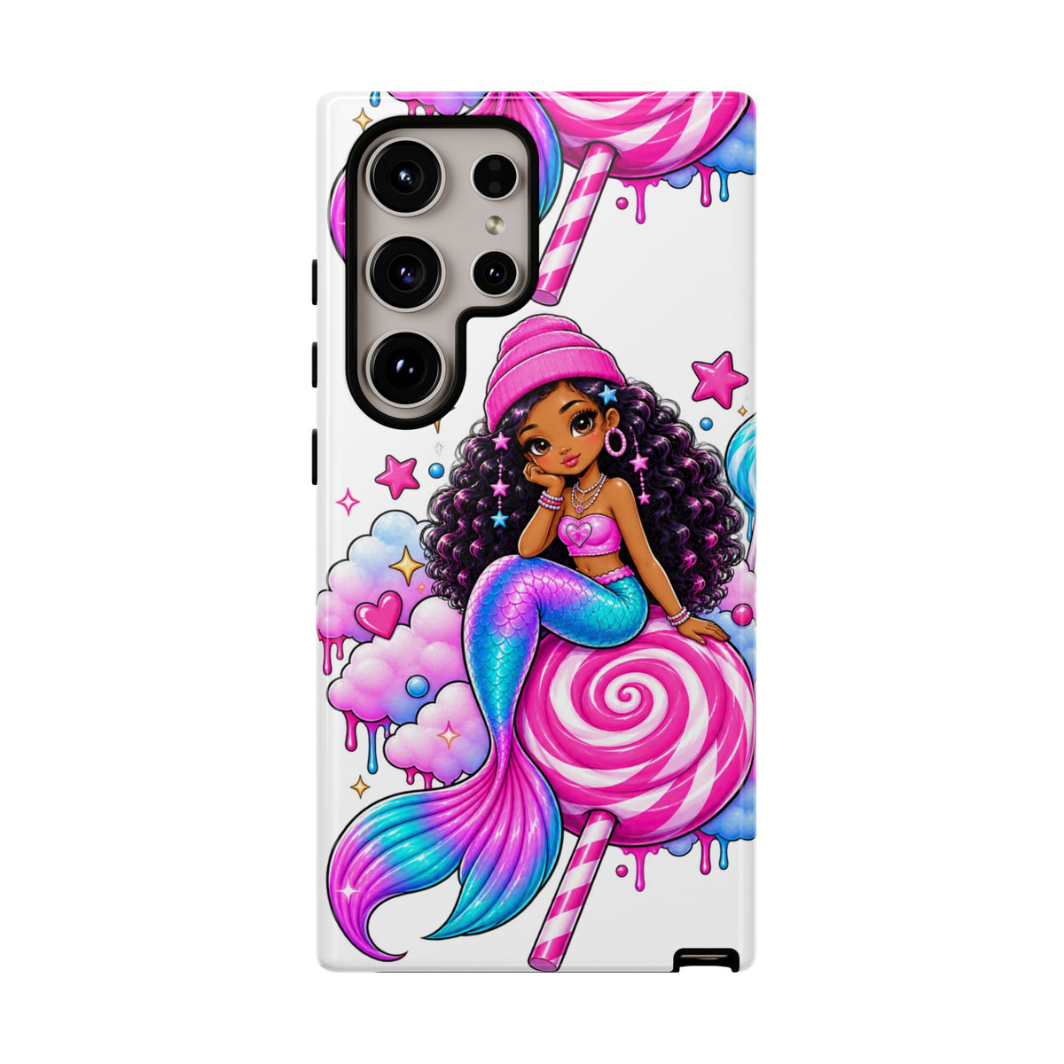 Cute Mermaid Candy Phone Case  Pink Lollipop Fantasy Tough Case