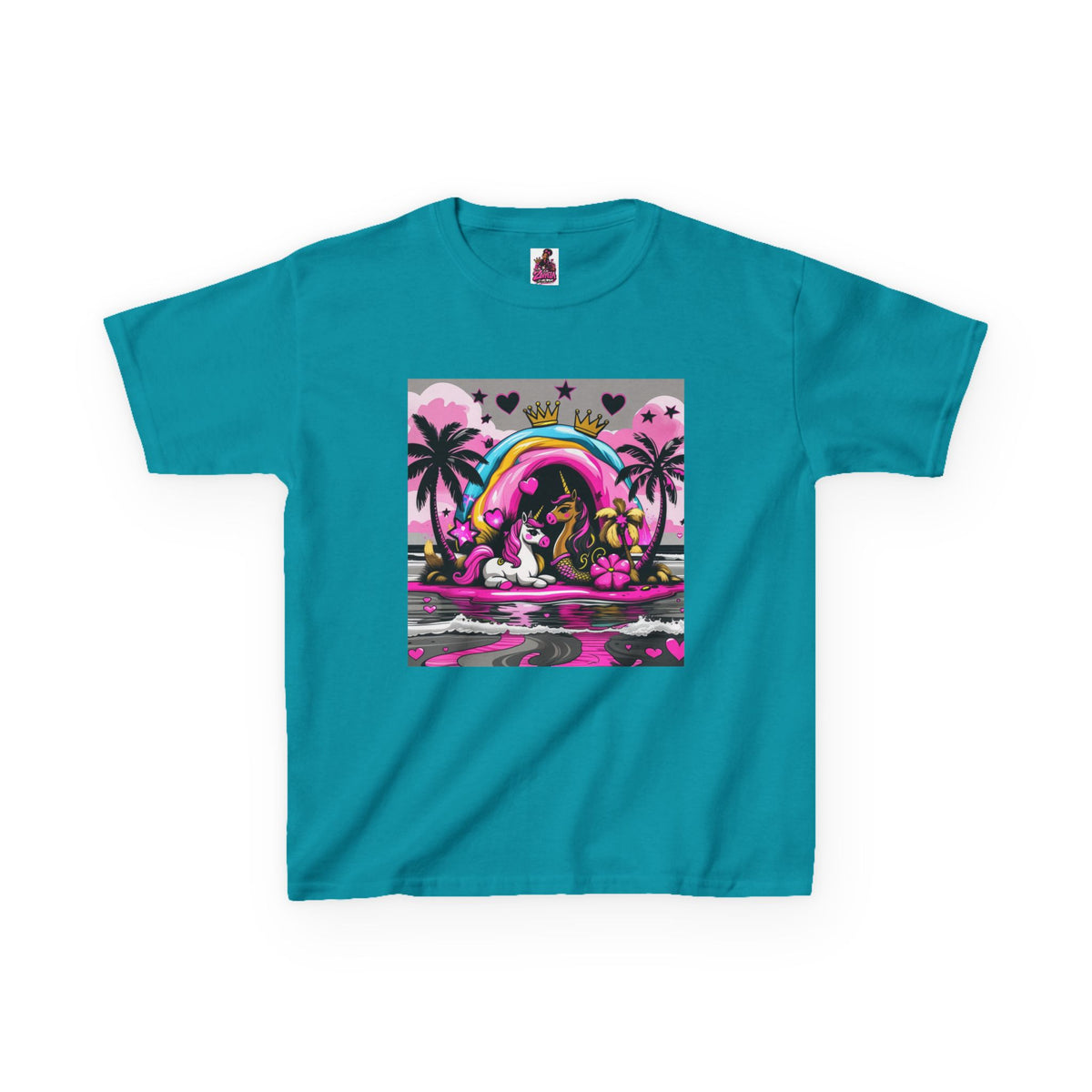 Kids Unicorn Rainbow Tee  Cute Pink Fantasy Graphic T-Shirt for Girls