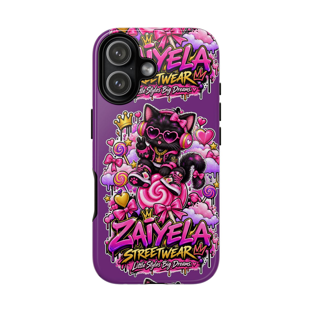 Cute Black Cat Candy Phone Case — Zaiyela Streetwear Magical Kitty