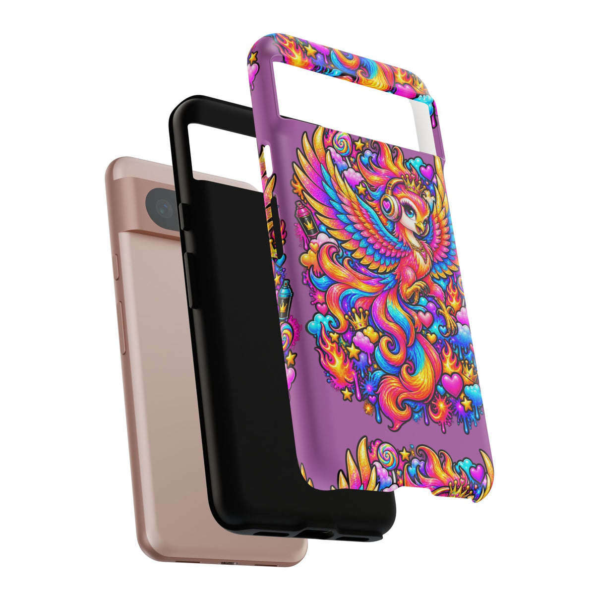 Phone Case — Vibrant Rainbow Phoenix with Headphones