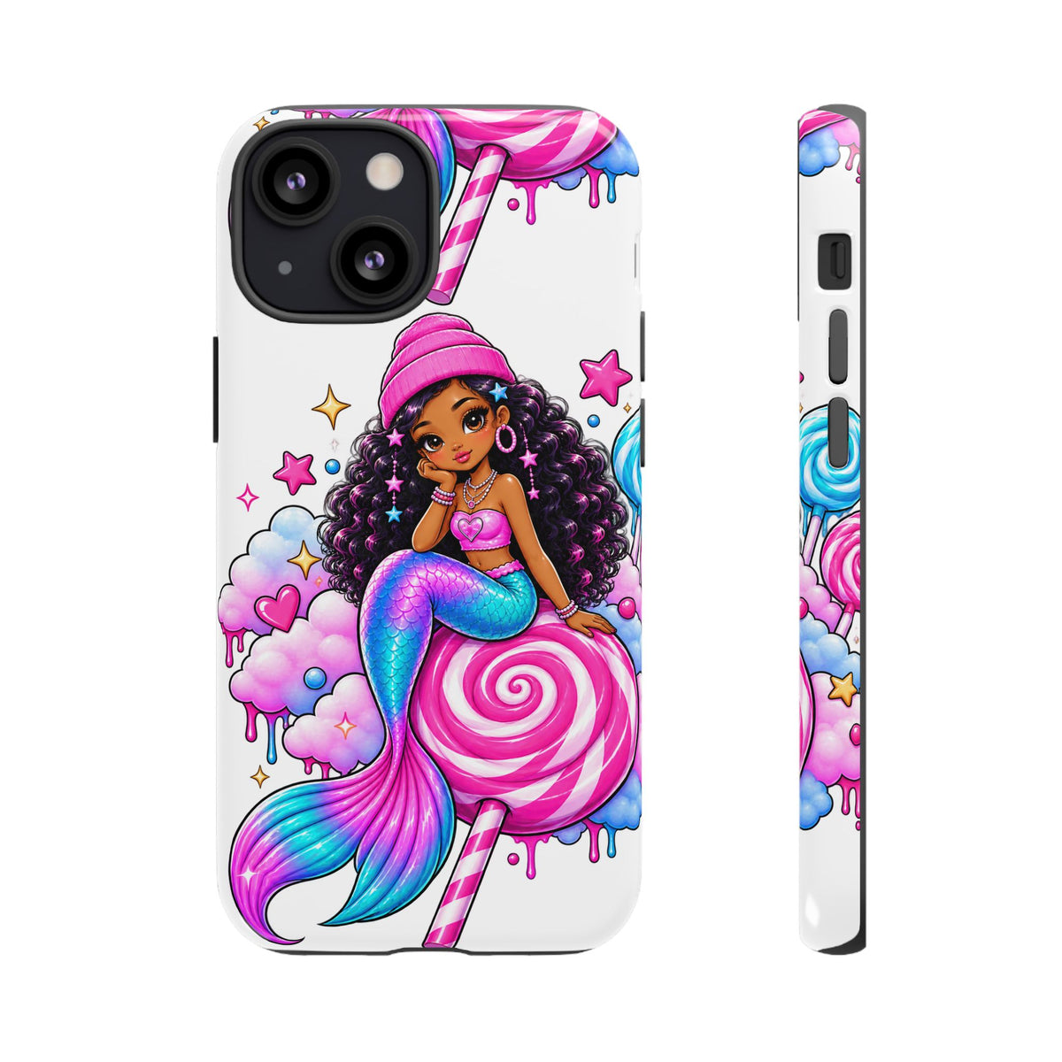 Cute Mermaid Candy Phone Case  Pink Lollipop Fantasy Tough Case