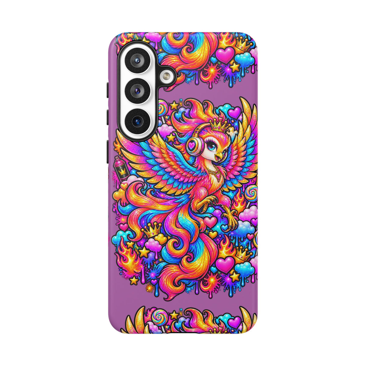 Phone Case — Vibrant Rainbow Phoenix with Headphones