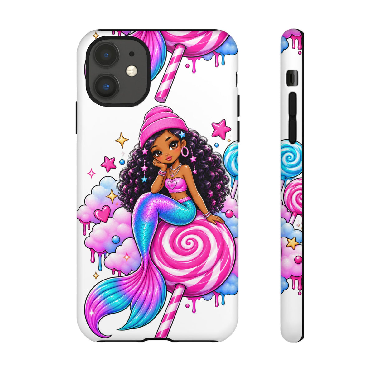 Cute Mermaid Candy Phone Case  Pink Lollipop Fantasy Tough Case