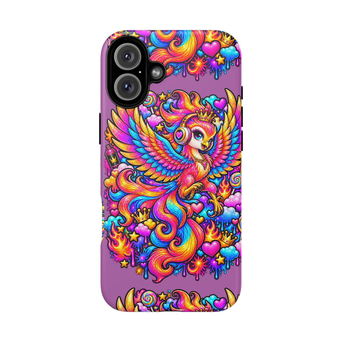 Phone Case — Vibrant Rainbow Phoenix with Headphones