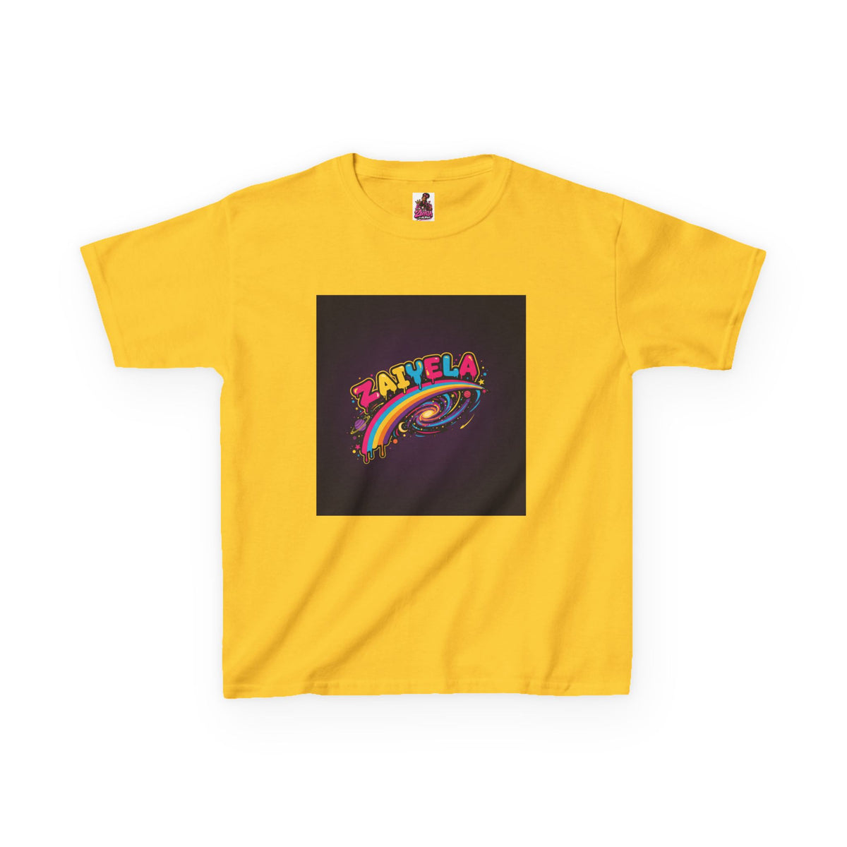 Kids T‑Shirt Colorful Rainbow Galaxy Name Zaiyela Graphic