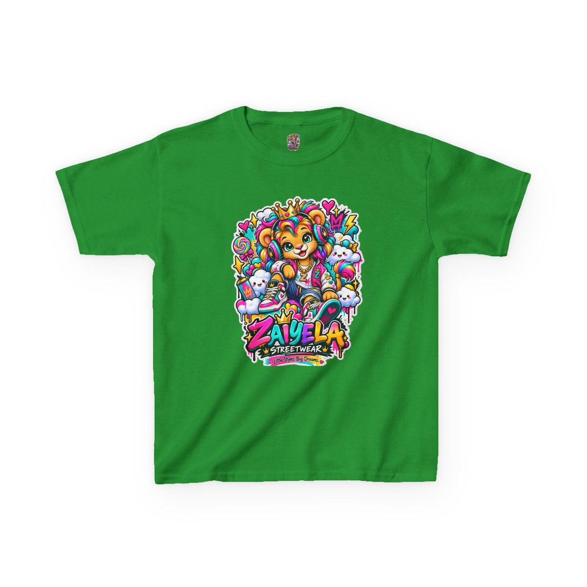 Kids Tee — Colorful Cartoon Rainbow Lion Cub Graphic