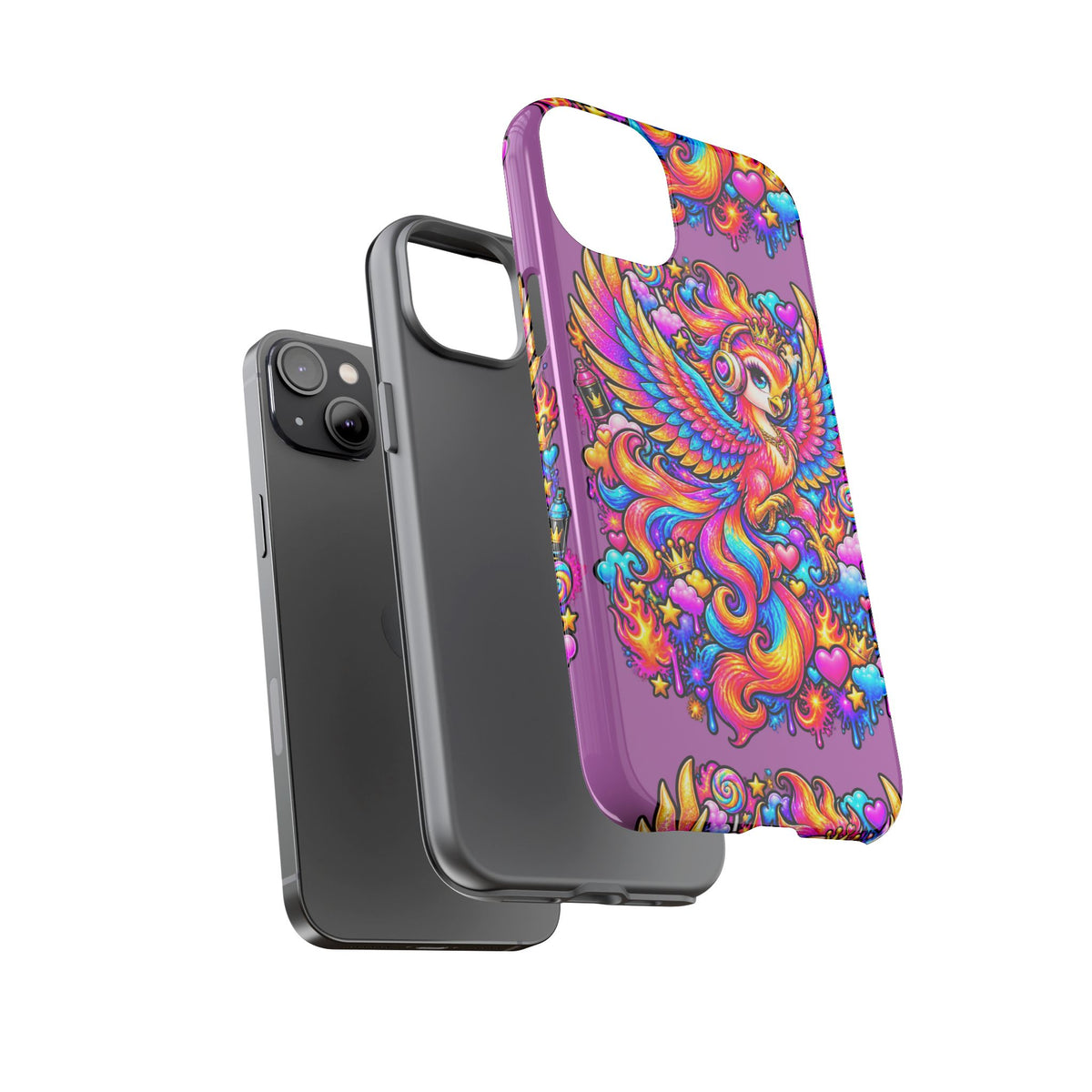 Phone Case — Vibrant Rainbow Phoenix with Headphones