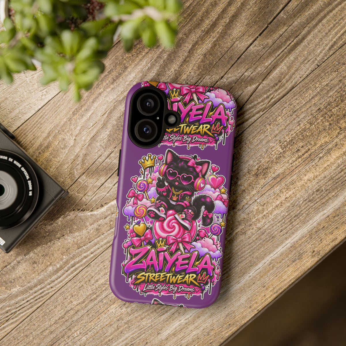 Cute Black Cat Candy Phone Case — Zaiyela Streetwear Magical Kitty