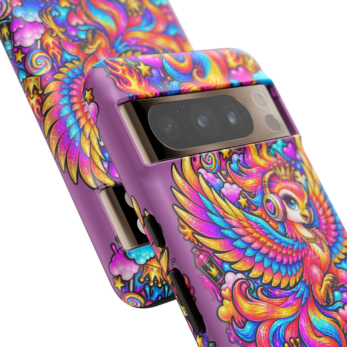 Phone Case — Vibrant Rainbow Phoenix with Headphones