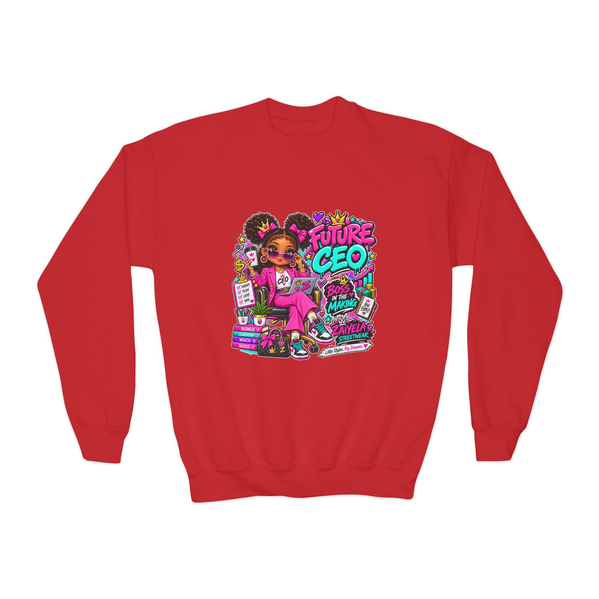 Youth Crewneck Sweatshirt Future CEO Big Dreams Big Goals Graphic Pullover