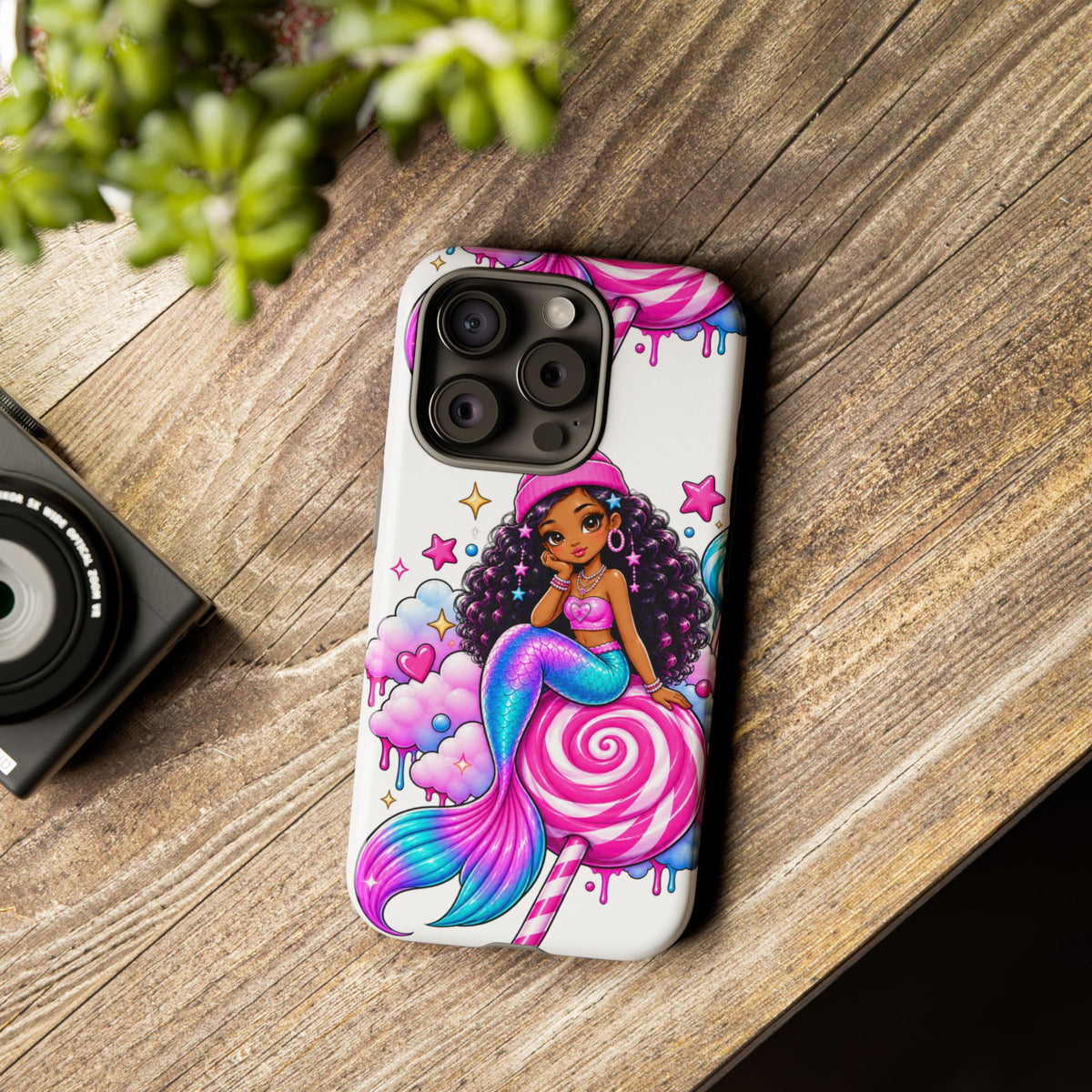 Cute Mermaid Candy Phone Case  Pink Lollipop Fantasy Tough Case