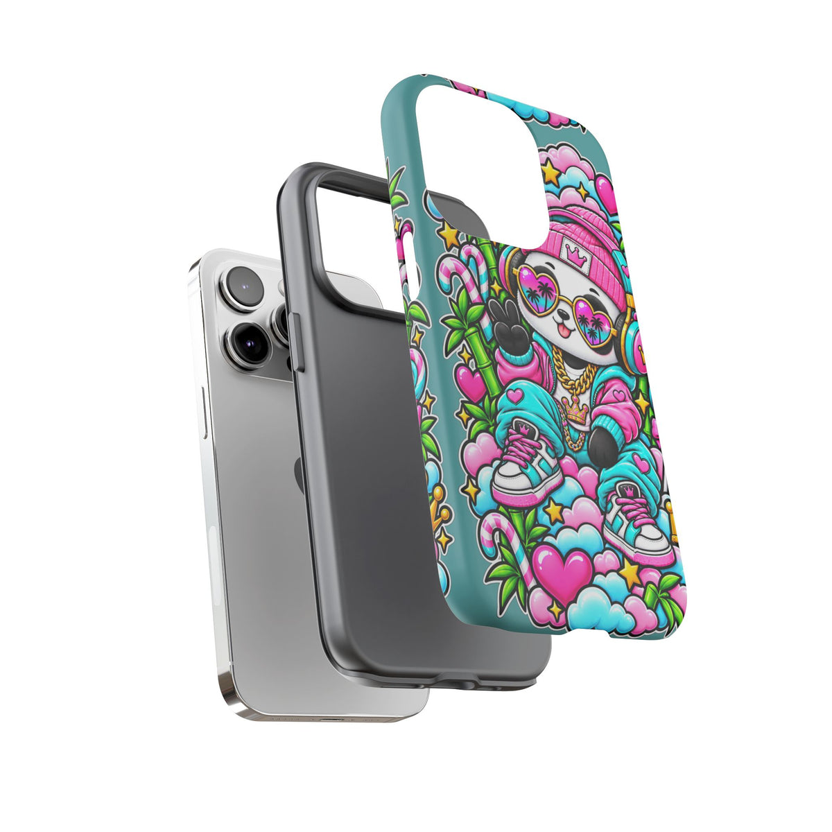 Cute Panda Phone Case Glam Panda Tropical Design