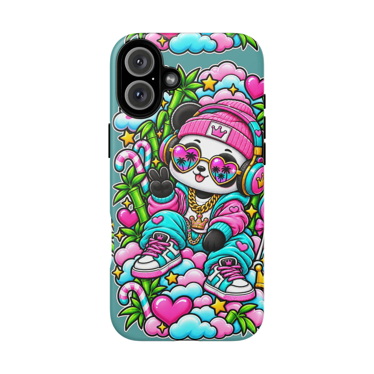 Cute Panda Phone Case Glam Panda Tropical Design