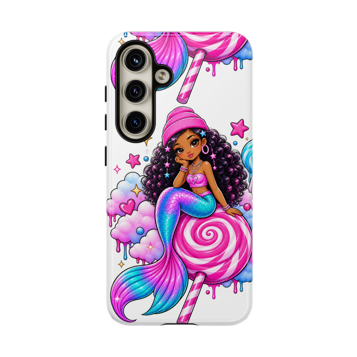 Cute Mermaid Candy Phone Case  Pink Lollipop Fantasy Tough Case