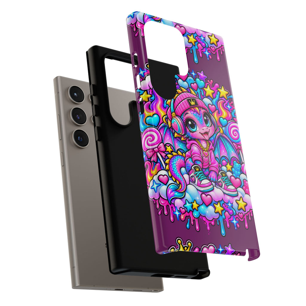 Cute Dragon Phone Case Purple Heart Crown Design