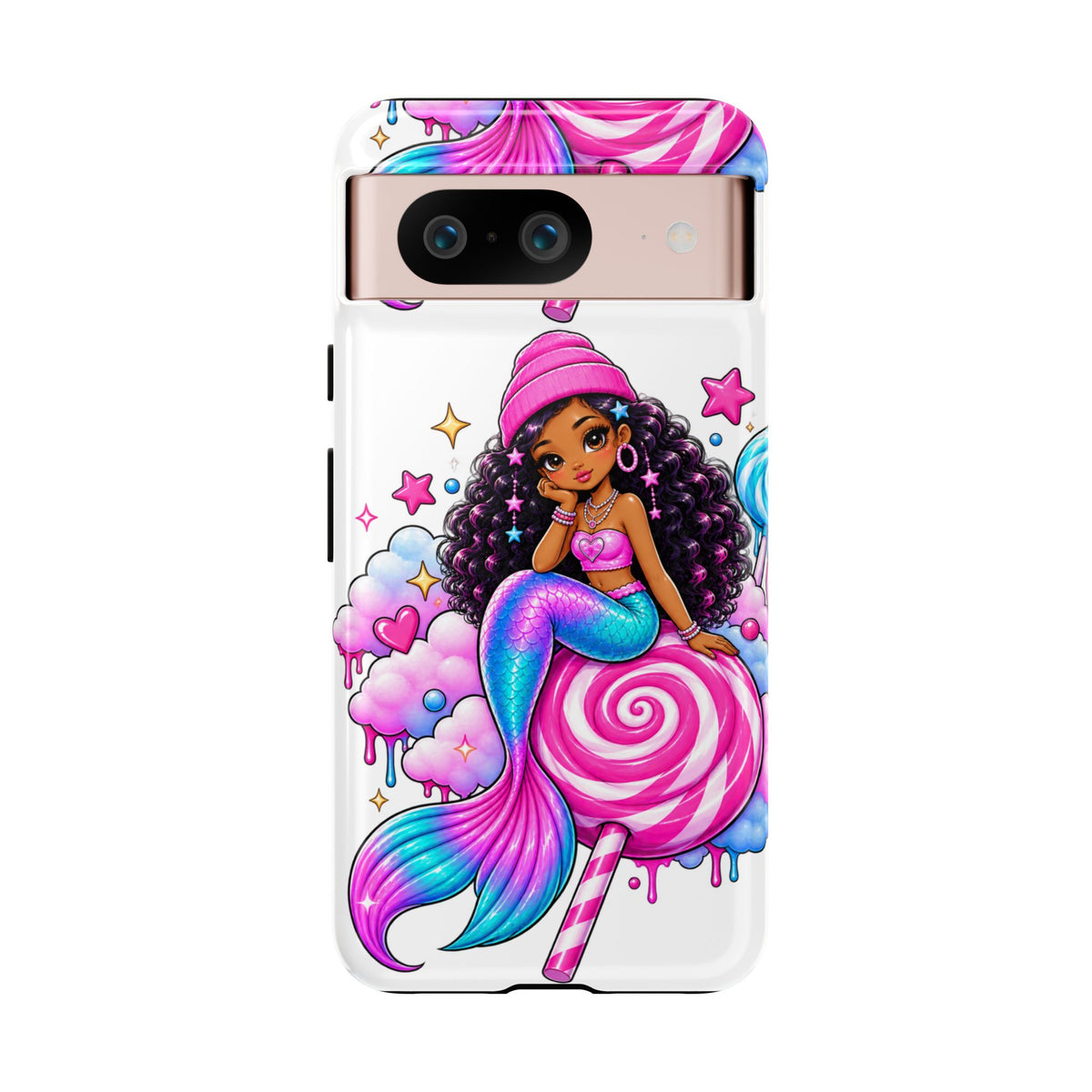 Cute Mermaid Candy Phone Case  Pink Lollipop Fantasy Tough Case