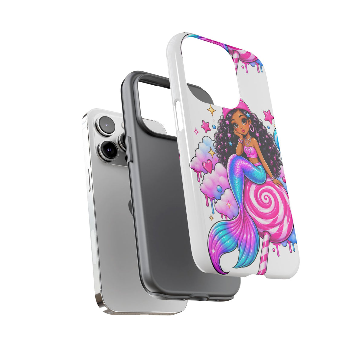 Cute Mermaid Candy Phone Case  Pink Lollipop Fantasy Tough Case