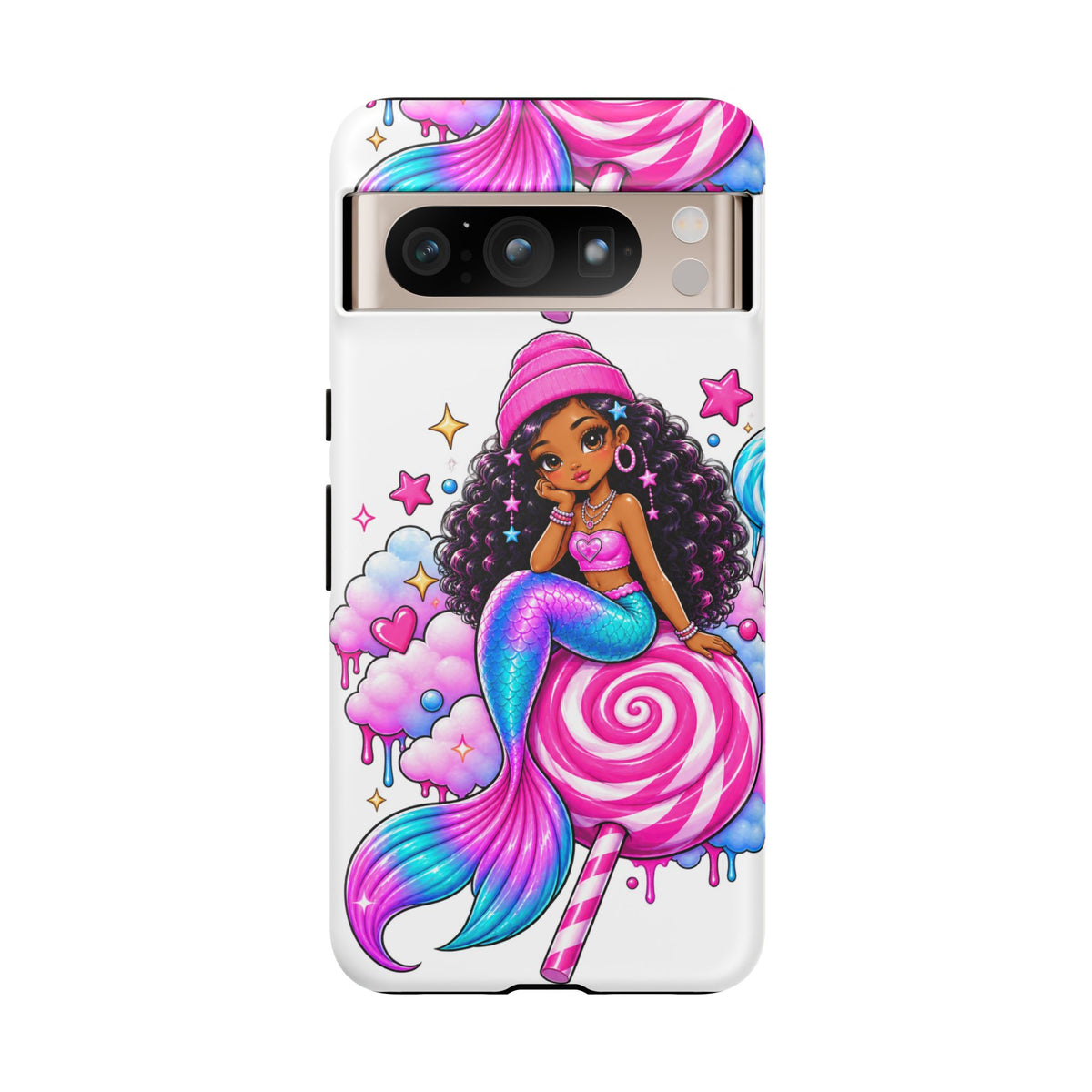 Cute Mermaid Candy Phone Case  Pink Lollipop Fantasy Tough Case