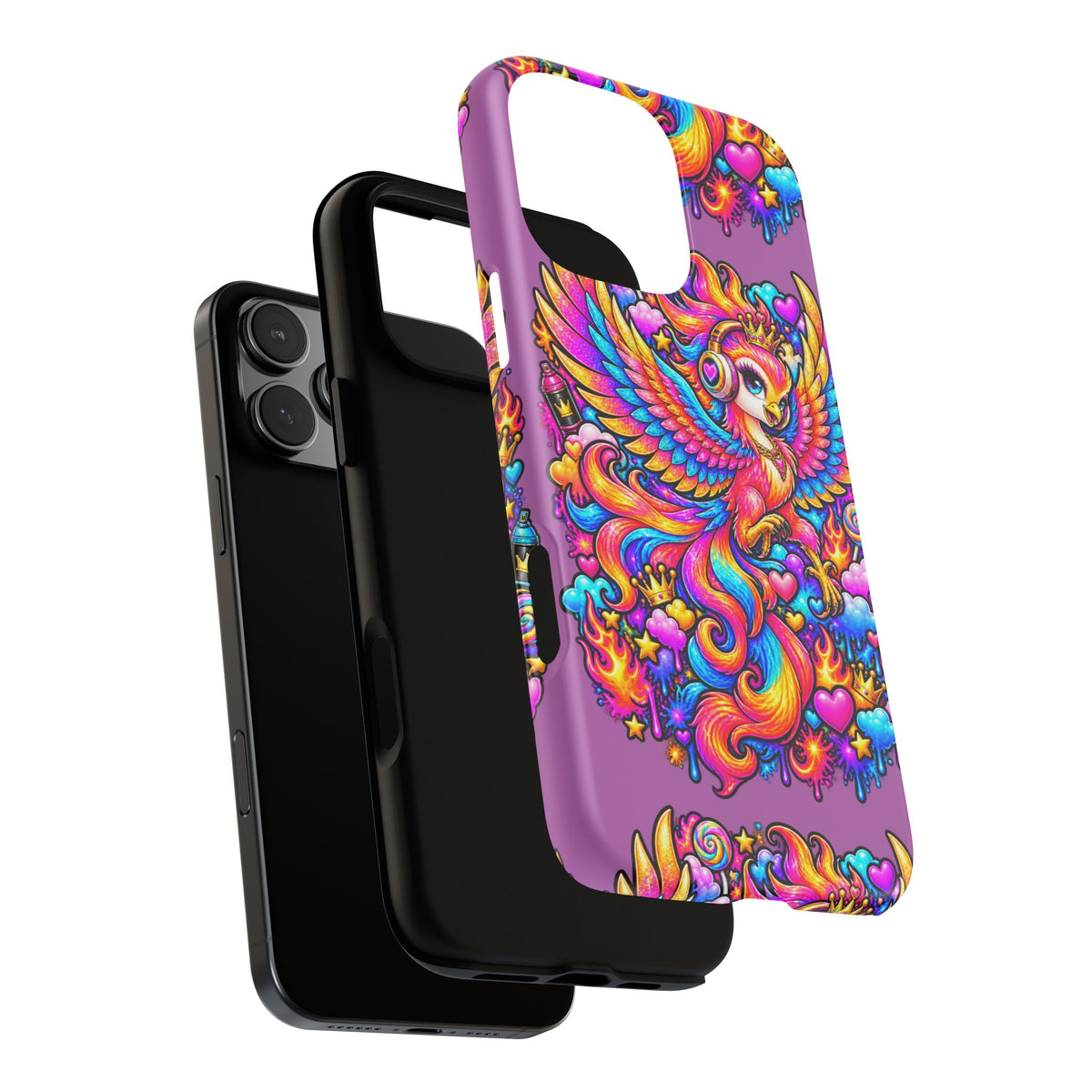 Phone Case — Vibrant Rainbow Phoenix with Headphones