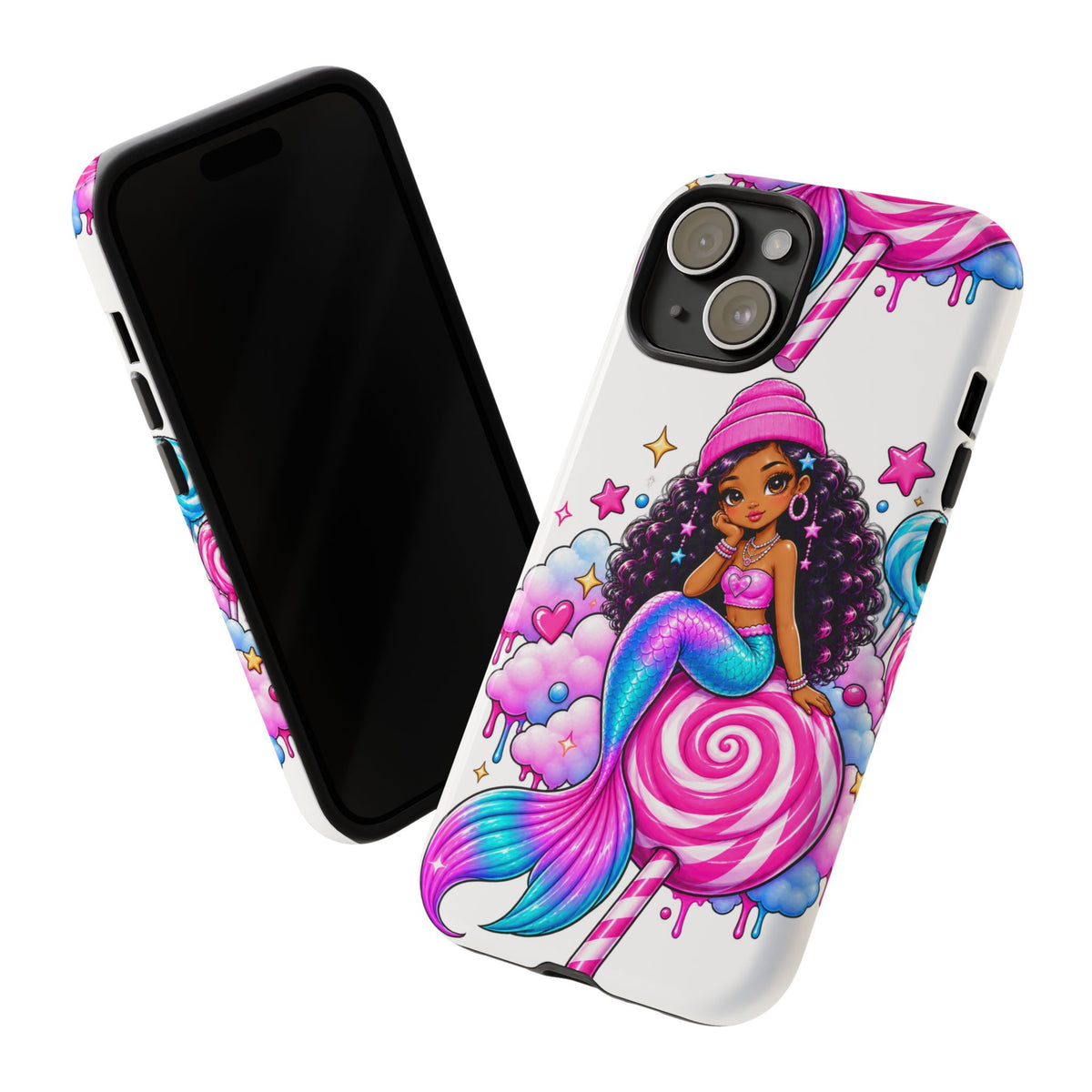 Cute Mermaid Candy Phone Case  Pink Lollipop Fantasy Tough Case