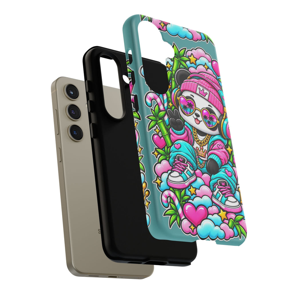 Cute Panda Phone Case Glam Panda Tropical Design