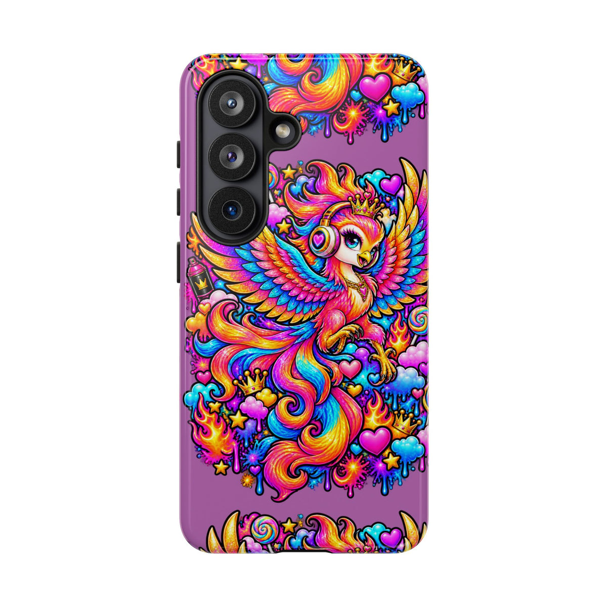 Phone Case — Vibrant Rainbow Phoenix with Headphones