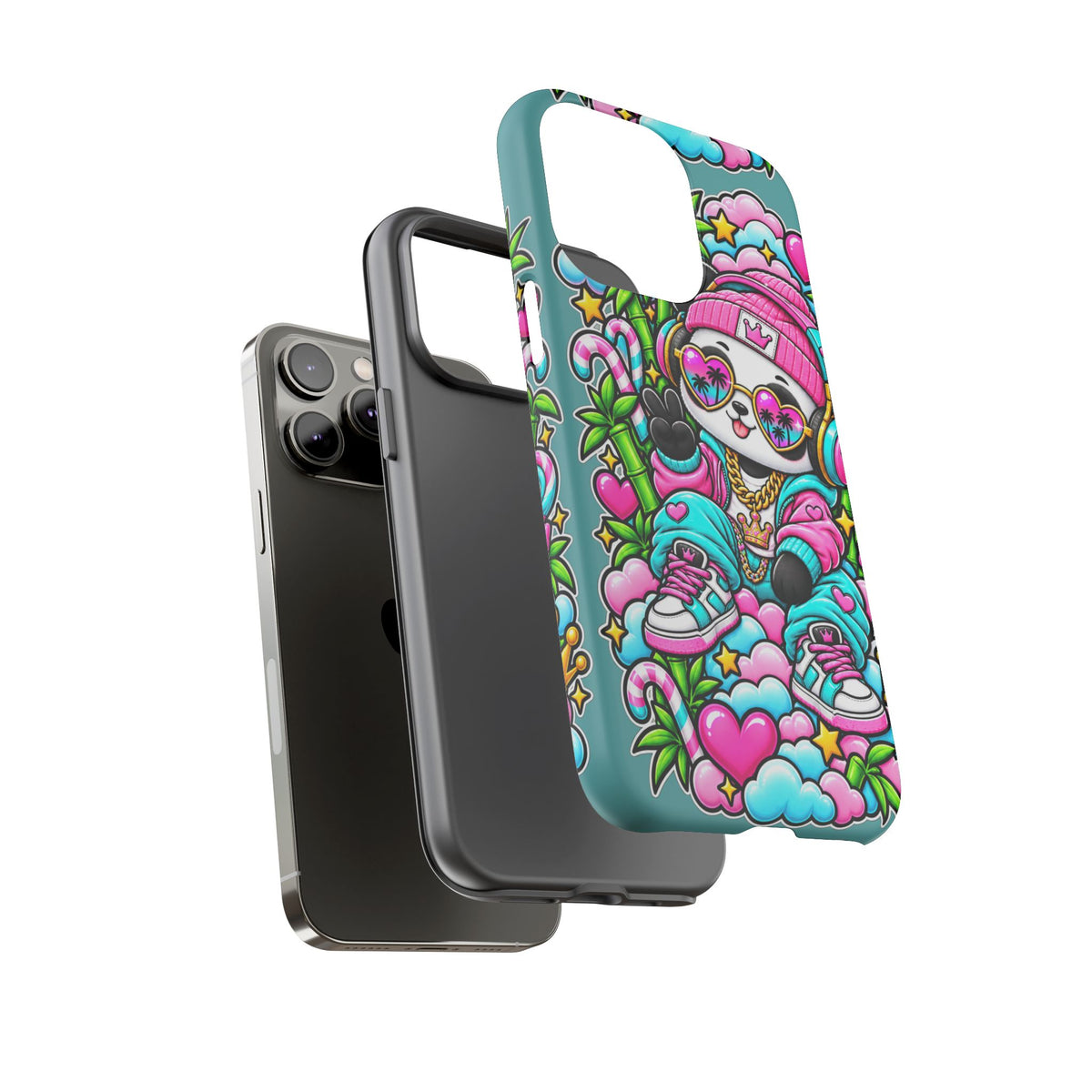 Cute Panda Phone Case Glam Panda Tropical Design