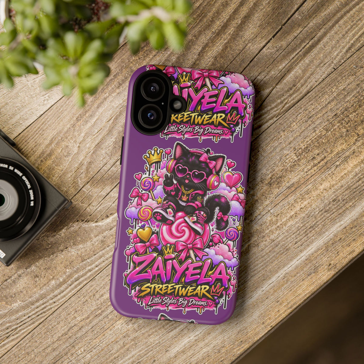 Cute Black Cat Candy Phone Case — Zaiyela Streetwear Magical Kitty