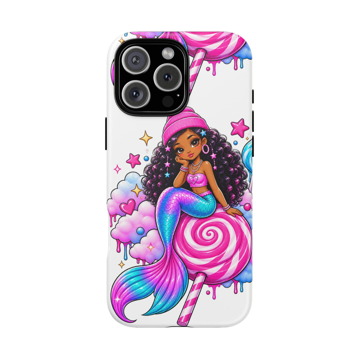 Cute Mermaid Candy Phone Case  Pink Lollipop Fantasy Tough Case