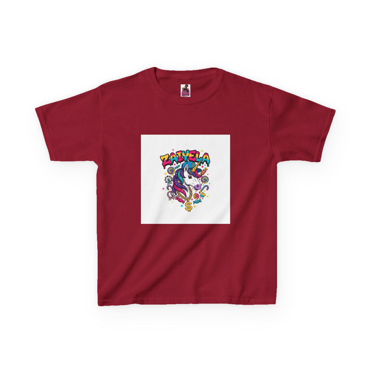 Kids T-Shirt  Colorful Unicorn Graphic  Zaiyela Cute Rainbow Tee for Girls & Boys
