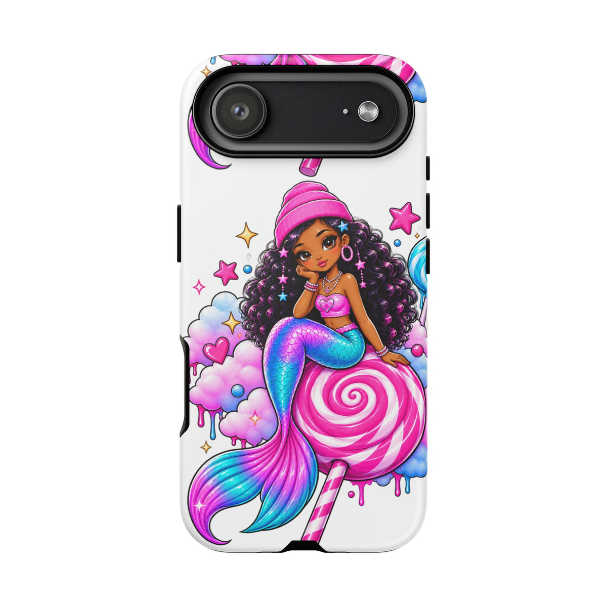 Cute Mermaid Candy Phone Case  Pink Lollipop Fantasy Tough Case