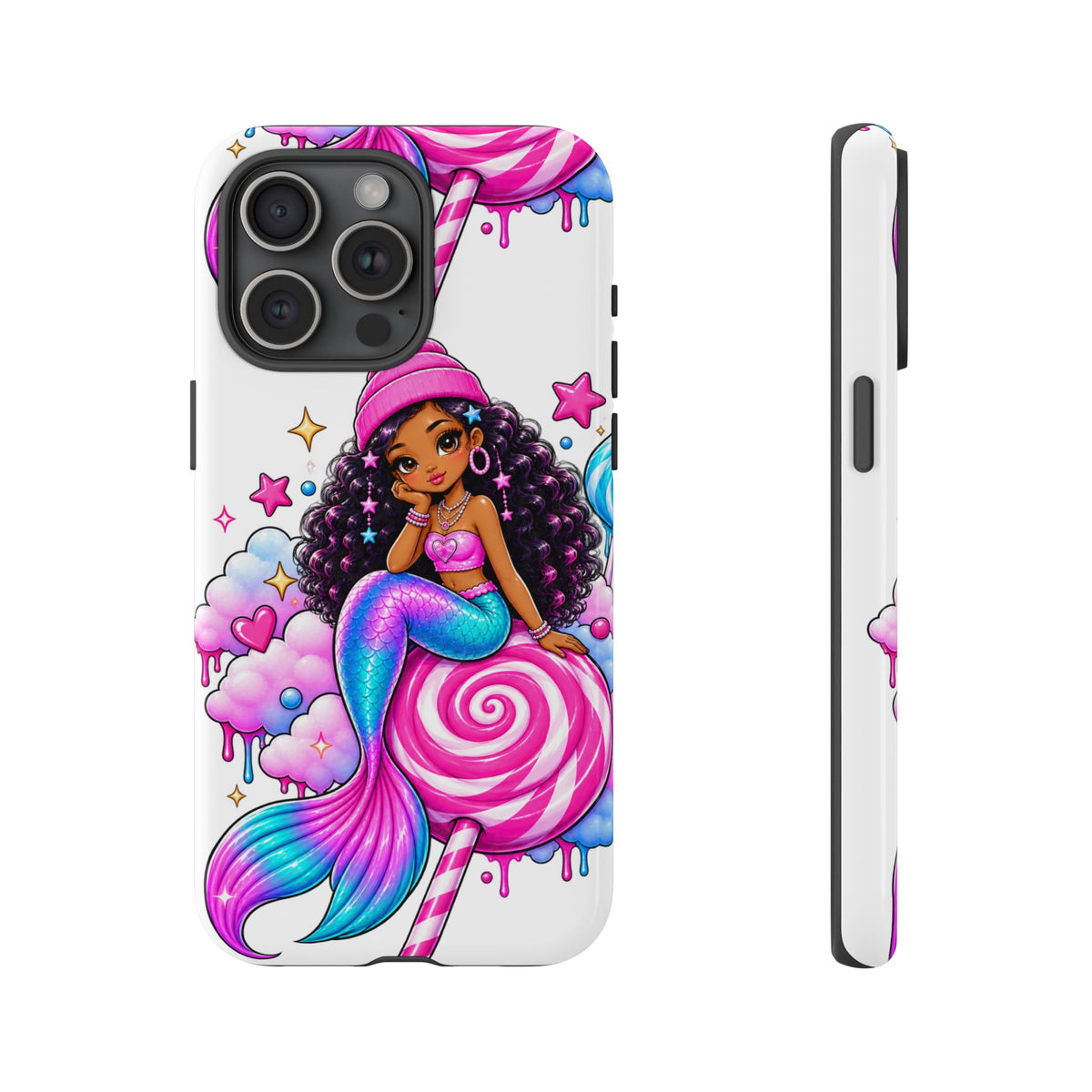 Cute Mermaid Candy Phone Case  Pink Lollipop Fantasy Tough Case