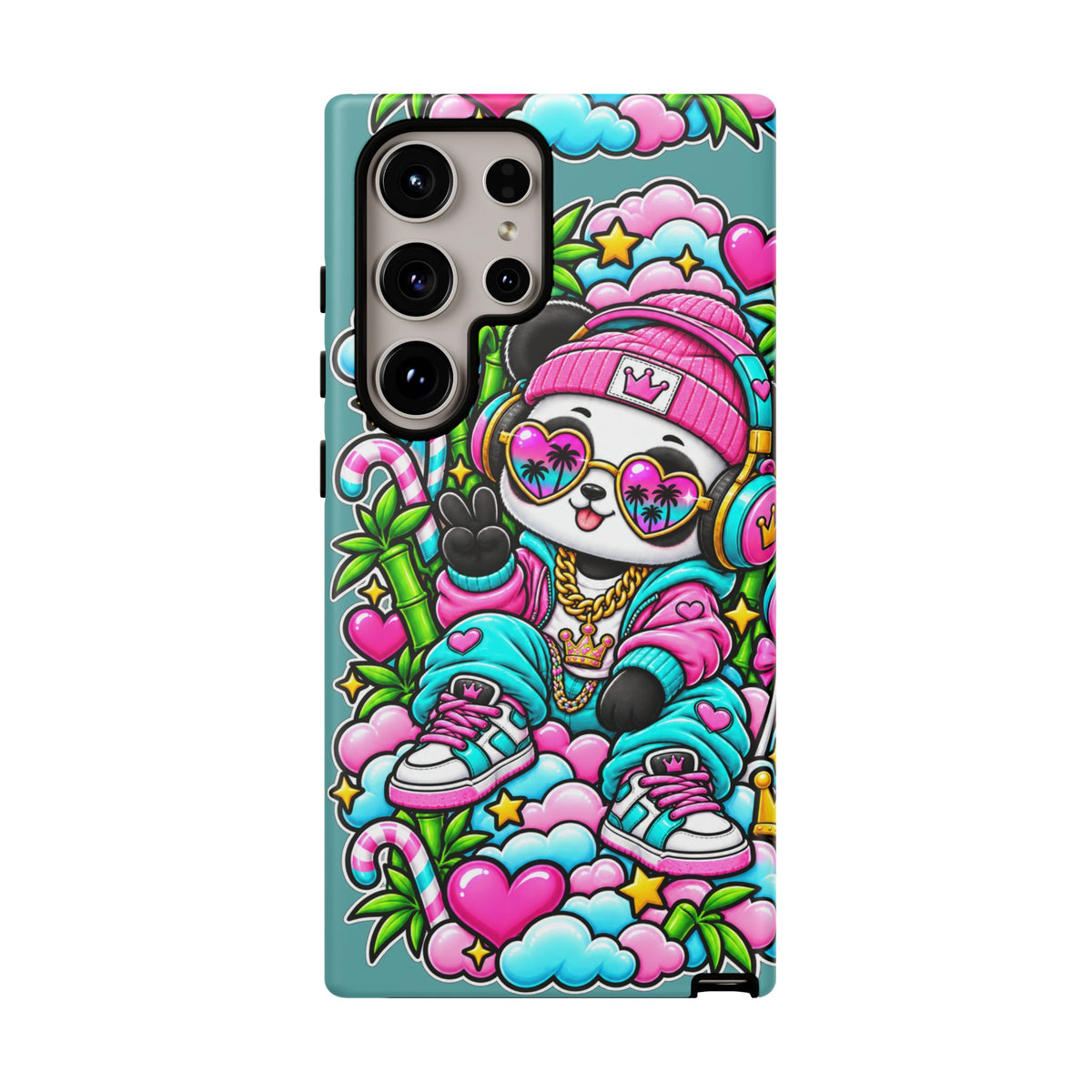 Cute Panda Phone Case Glam Panda Tropical Design