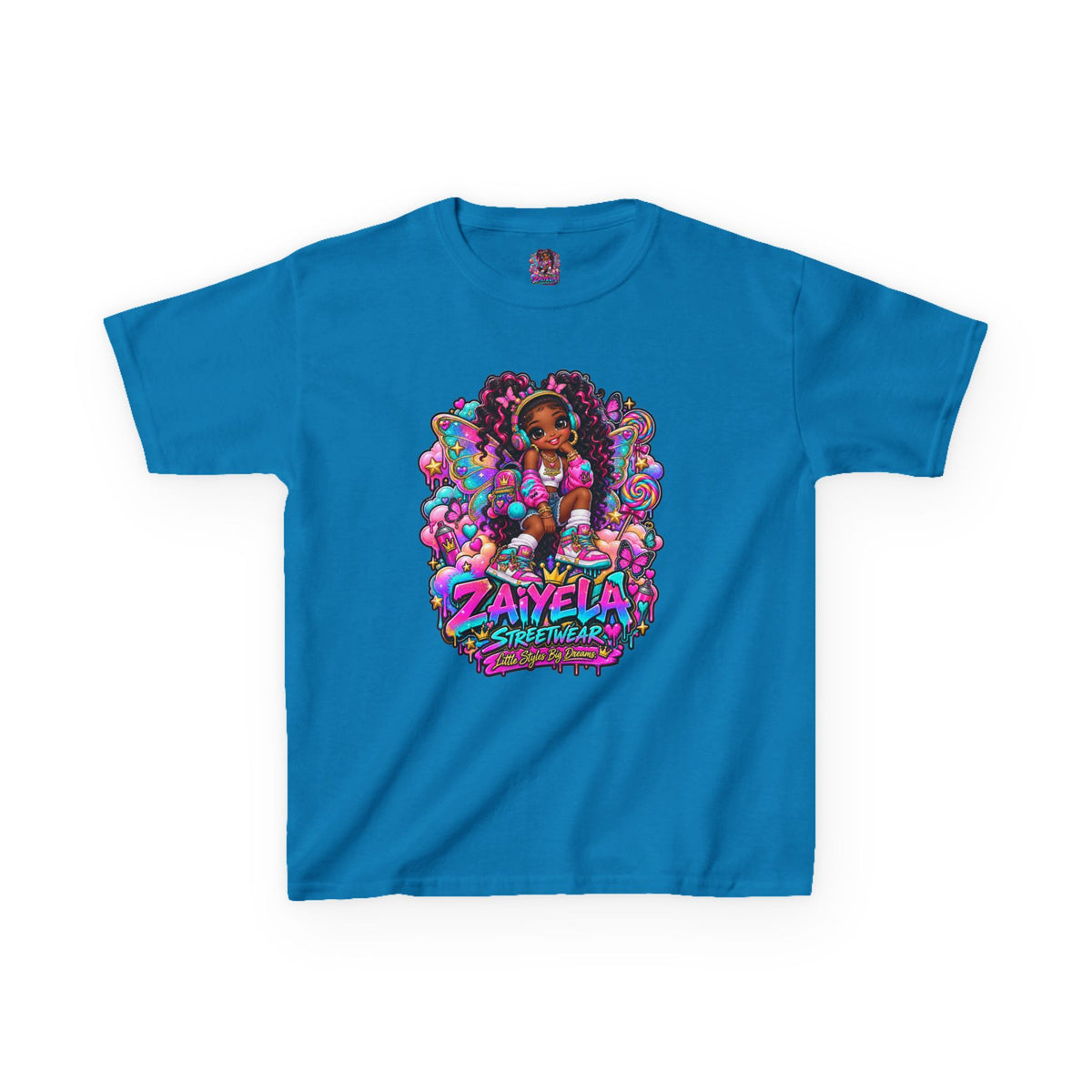 Kids T‑Shirt — Colorful Fairy Streetwear Princess Cartoon Girl Graphic Shirt for Kids