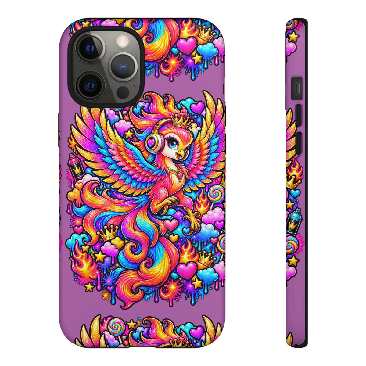 Phone Case — Vibrant Rainbow Phoenix with Headphones