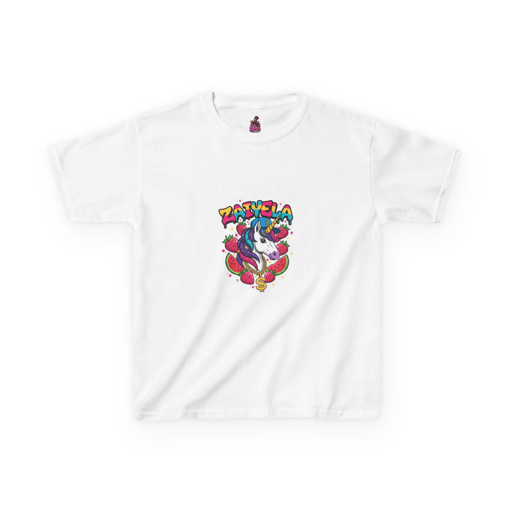 Kids Unicorn Graphic Tee Colorful Zaiyela Rainbow Design