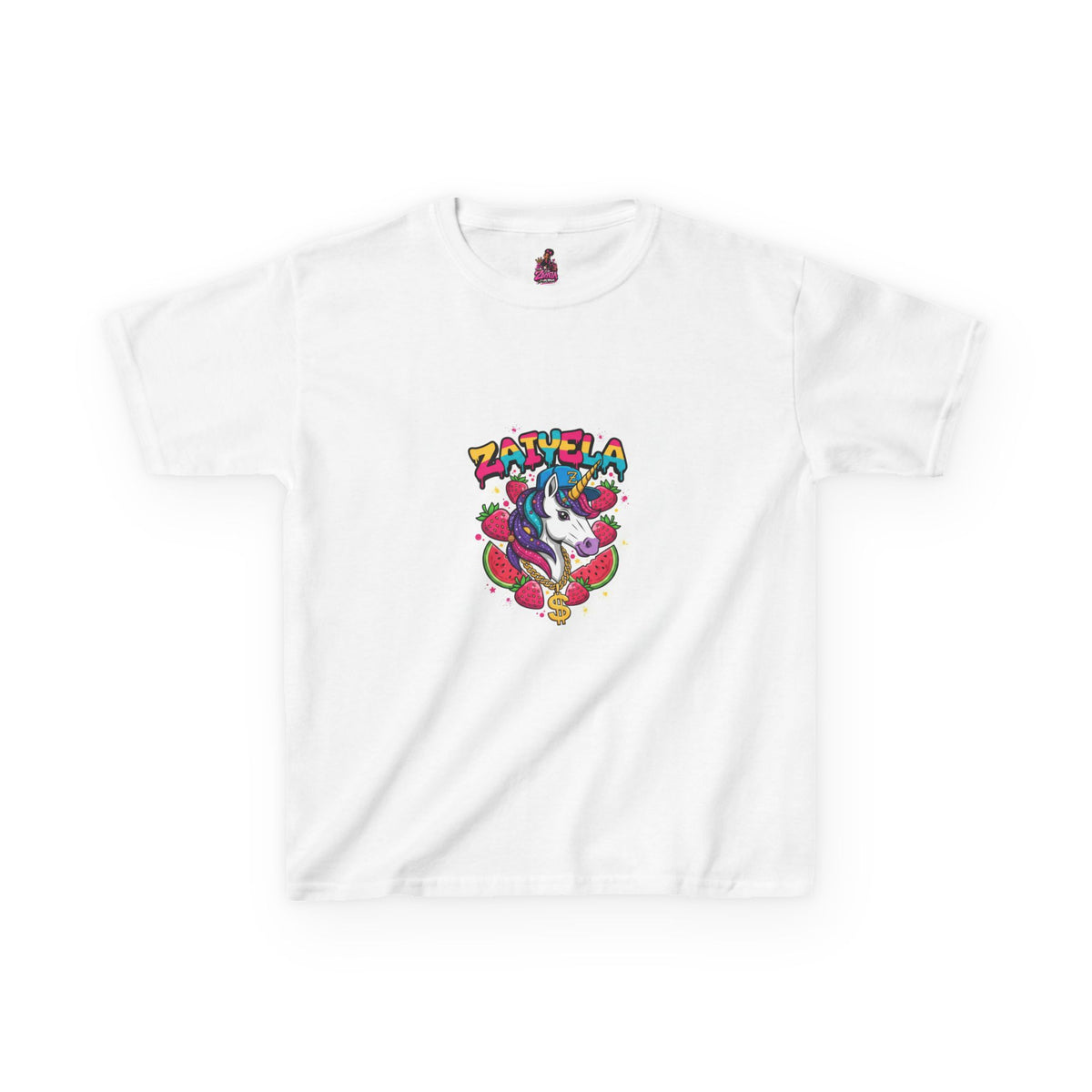 Kids Unicorn Graphic Tee Colorful Zaiyela Rainbow Design