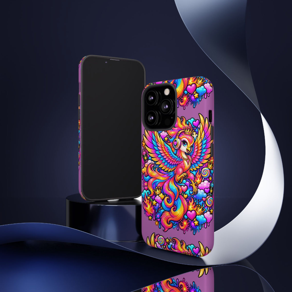 Phone Case — Vibrant Rainbow Phoenix with Headphones