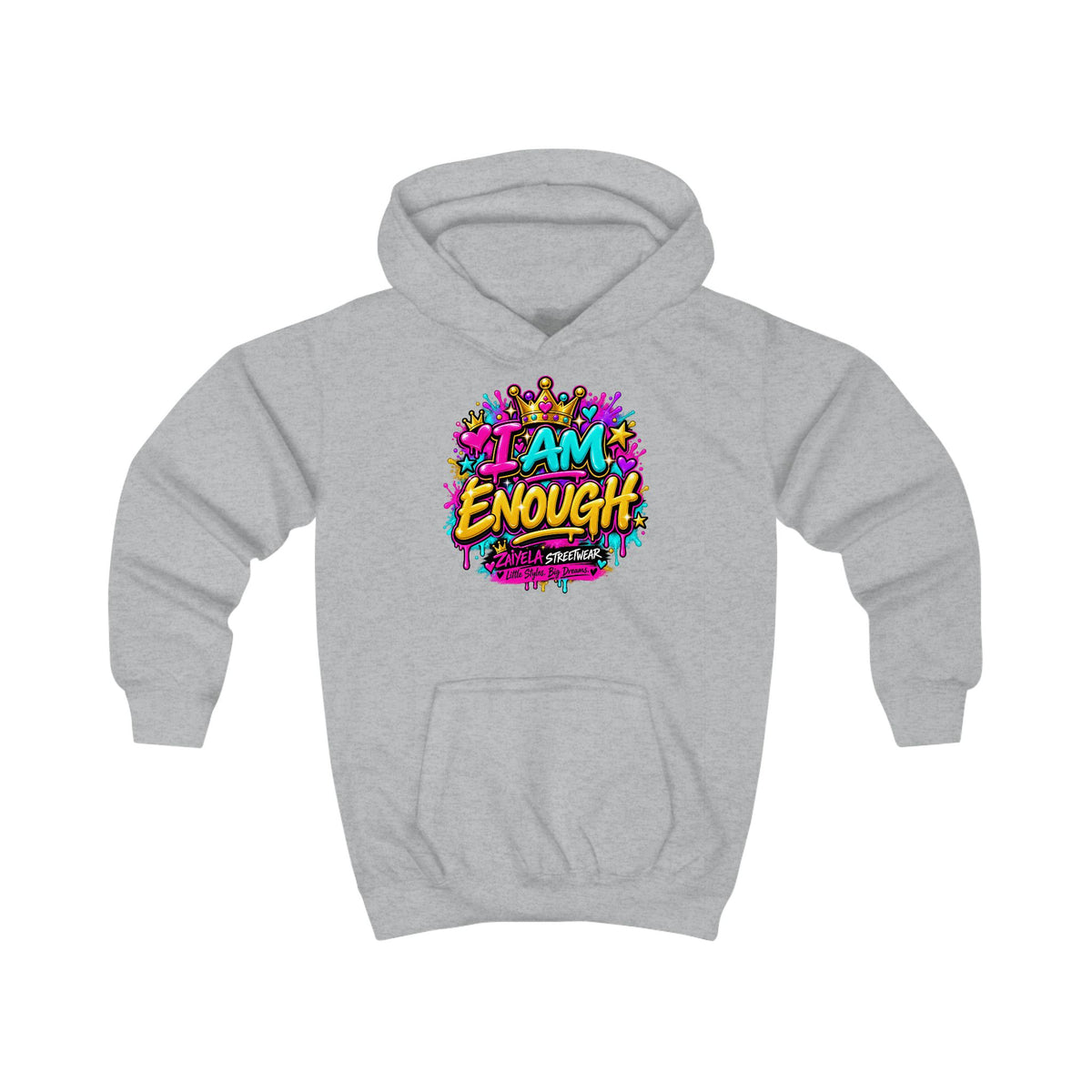 Kids Hoodie I Am Enough Colorful Streetwear Pullover