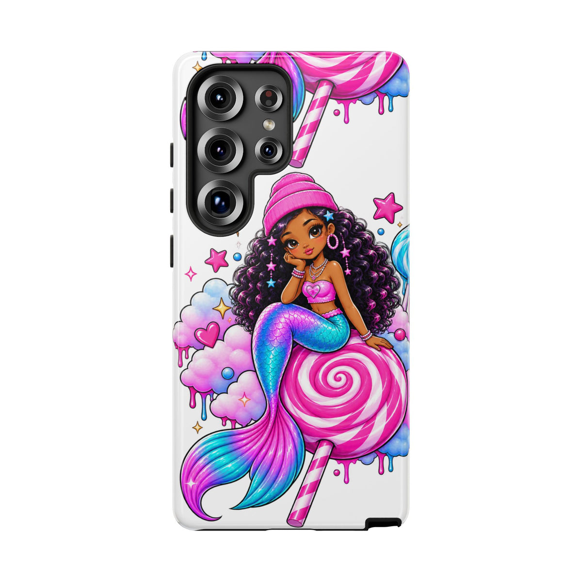 Cute Mermaid Candy Phone Case  Pink Lollipop Fantasy Tough Case