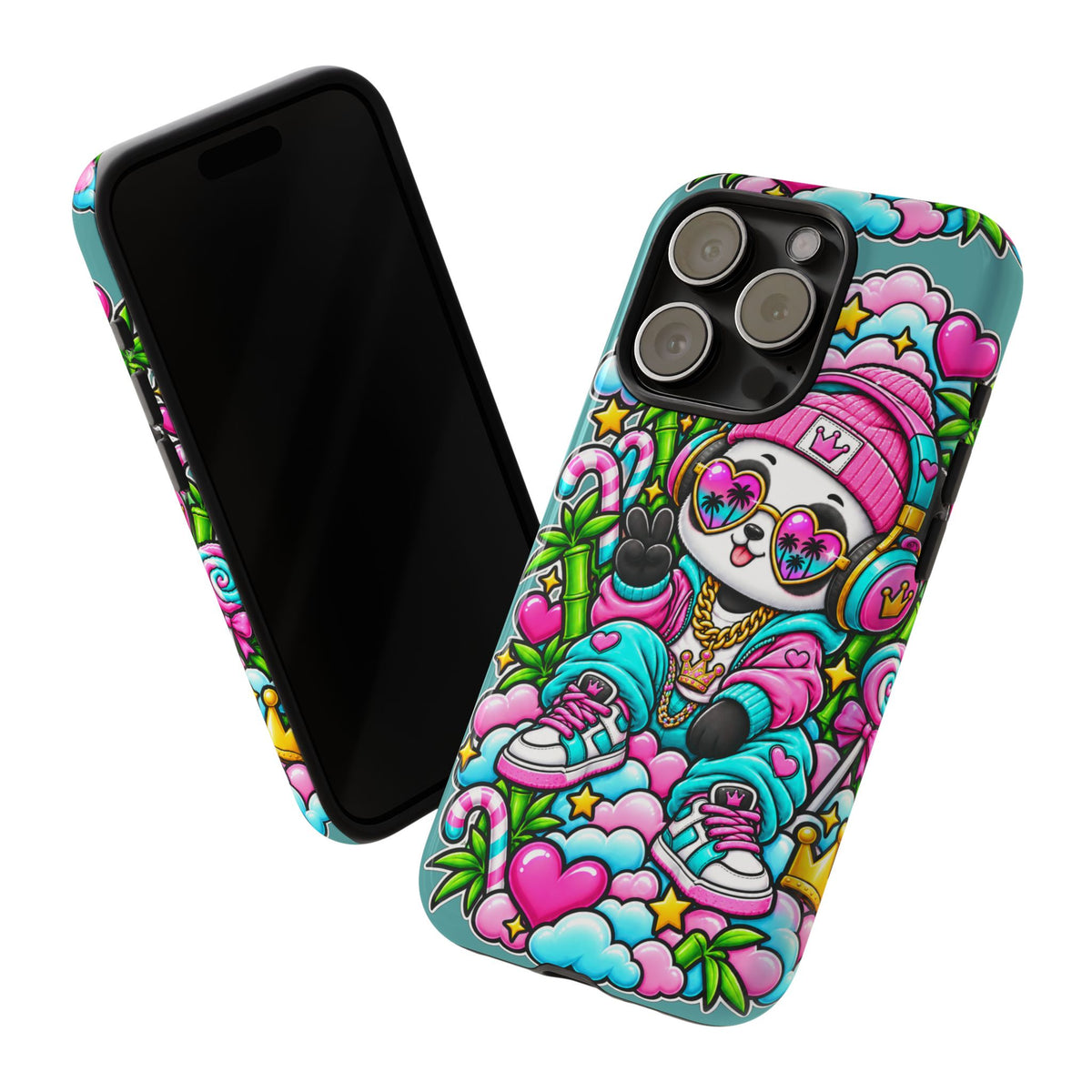 Cute Panda Phone Case Glam Panda Tropical Design