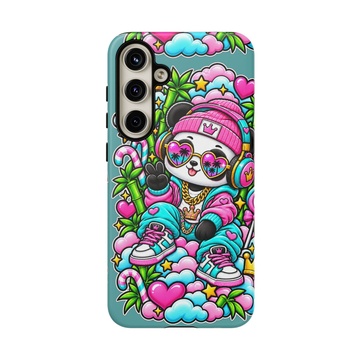 Cute Panda Phone Case Glam Panda Tropical Design
