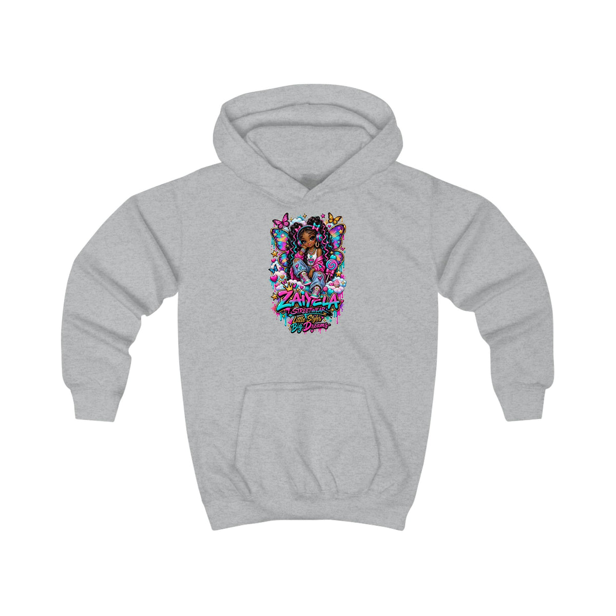 Kids Hoodie - Zayvella Streetwear Colorful Crown Logo Sweatshirt Butterfly
