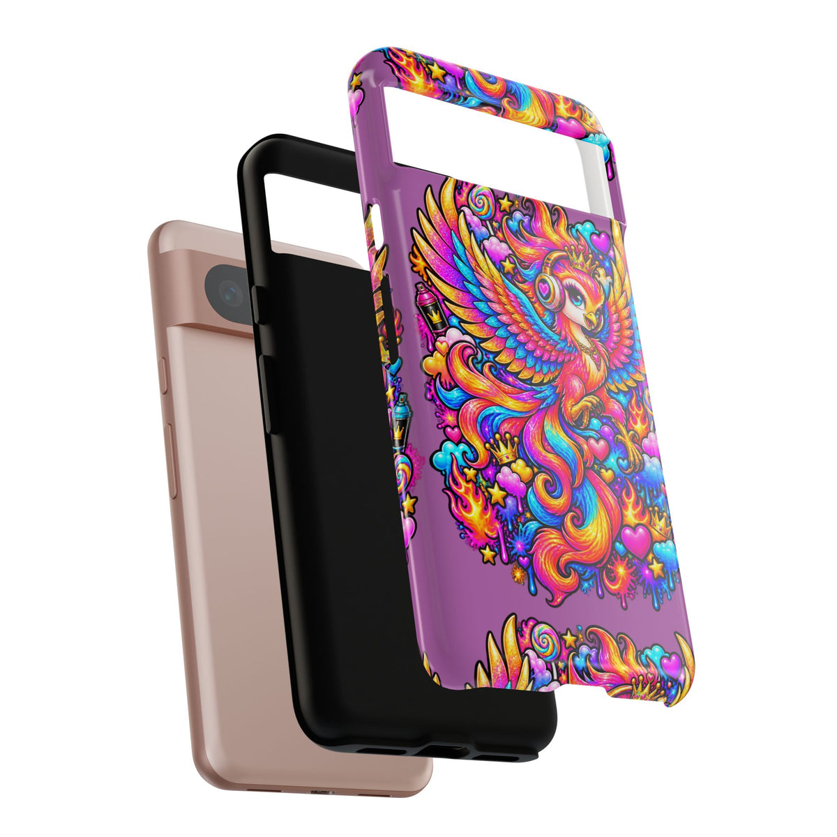 Phone Case — Vibrant Rainbow Phoenix with Headphones