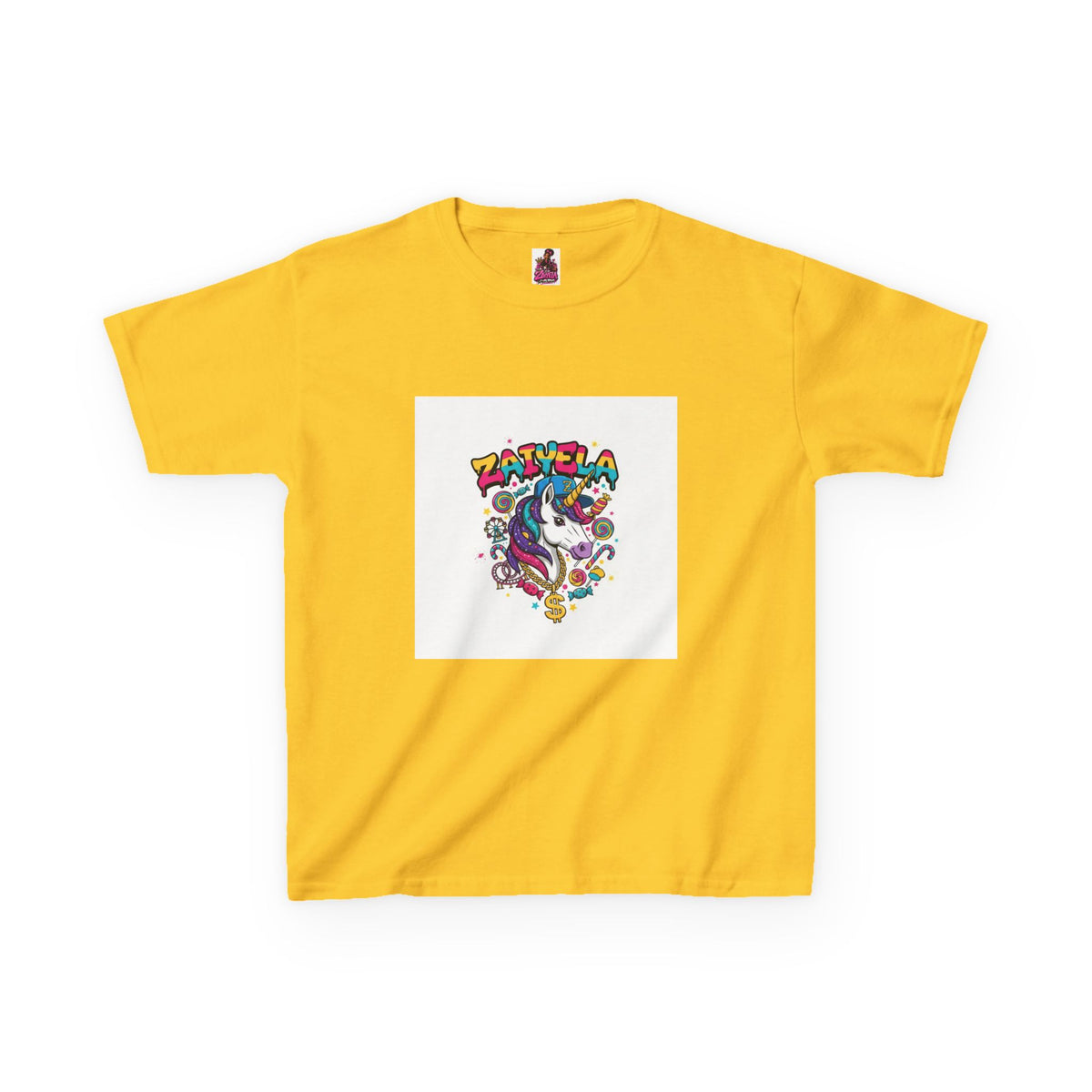 Kids T-Shirt  Colorful Unicorn Graphic  Zaiyela Cute Rainbow Tee for Girls & Boys