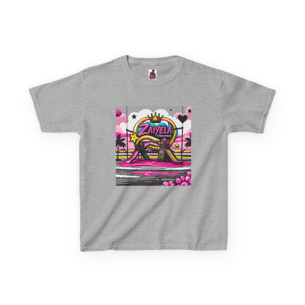 Kids T-Shirt Retro Pink Sunset Skate Monster  Zaiyela Graphic