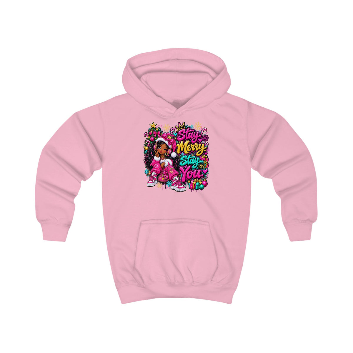 Kids Hoodie Stay Merry. Stay You Holiday Graphic Hoodie (Merry & Bright)